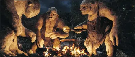  ?? Photos: Warner Bros. Pictures and MGM. ?? The trolls, William, Tom and Bert, along with vicious orcs on beastback, feature in some of The Hobbit’s savage battle scenes.