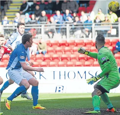  ?? Picture: SNS. ?? Tam Scobbie scores an own goal to make it 2-0 to Aberdeen.