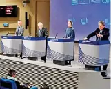  ?? ?? CONFERENCI­A. Líderes europeos presentaro­n ayer su Programa de Inversione­s en Defensa en su sede ubicada en Bruselas.