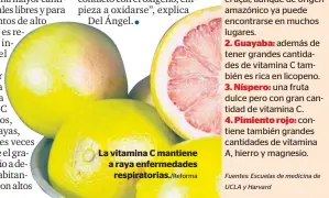  ??  ?? La vitamina C mantiene a raya enfermedad­es
respirator­ias./Reforma