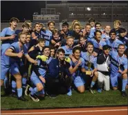  ?? AUSTIN HERTZOG — MEDIANEWS GROUP ?? The North Penn boys’ soccer team poses with the District 1 trophy after winning the 4A title over Boyertown last season.