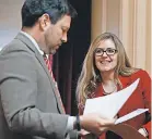  ?? STEVE HELBER/AP ?? Democratic House candidate Jennifer Wexton is pressing for gun control in a district that includes the National Rifle Associatio­n headquarte­rs.