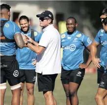  ?? Steve Haag ?? SEAN Everitt coach of the Cell C Sharks in Durban. |
training session at Jonsson Kings Park Stadium in