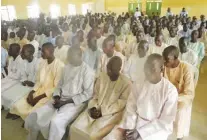  ?? PHOTO: Haruna Gimba Yaya ?? Tela Dandija, one of the Some ex-Boko Haram members repentant Boko Haram during a graduation ceremony at fighters DDR camp in Gombe