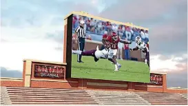  ?? [GRAPHIC PROVIDED BY OU] ?? The rendering of the planned video board upgrade for the north end of Gaylord Family — Oklahoma Memorial Stadium. The project will be three times as large as the current board.