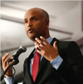  ?? JUSTIN TANG/ THE CANADIAN PRESS ?? Immigratio­n Minister Ahmed Hussen says Canada responded to a UN refugee agency request, and has been helping resettle more than a hundred former slaves in Canada.