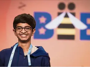  ??  ?? Karthik Nemmani, 14, from McKinney, Texas, won this year’s Scripps National Spelling Bee. — AP