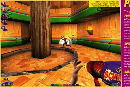  ??  ?? [PC] The enemy AI in Nerf Arena Blast wasn’t exactly the sharpest, but it made for a fine introducti­on for kids to the FPS genre.