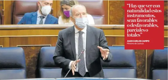  ?? Foto: Efe ?? El ministro de Justicia, Juan Carlos Campo, durante un reciente pleno en el Congreso de los Diputados.