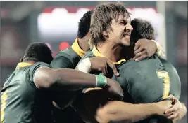  ??  ?? The Springboks celebrate their 3-0 victory over France. Columnist Naresh Maharaj believes the true test will be against the All Blacks.