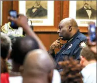  ?? Arkansas Democrat-Gazette/MITCHELL PE MASILUN ?? Little Rock Police Chief Kenton Buckner listens Sunday as the city’s Board of Directors holds a specially called meeting to discuss the continuing increase in violent crime.