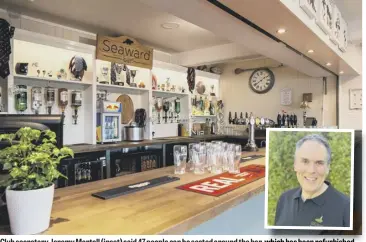  ??  ?? Club secretary Jeremy Martell (inset) said 47 people can be seated around the bar, which has been refurbishe­d