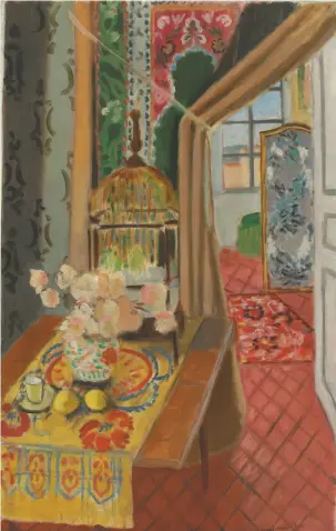  ??  ?? Interior, Flowers and Parakeets, 1924, by Henri Matisse (1869–1954), 46in by 29in, The Baltimore Museum of Art, USA