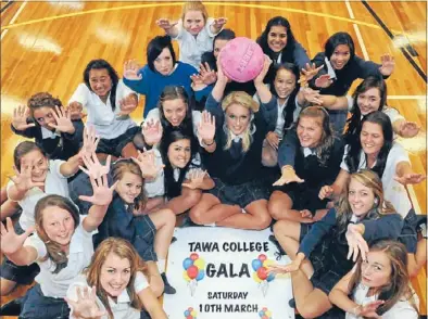  ??  ?? Hands up: Likely members of the Tawa College netball squad travelling to Australia in July for the Southern Skies Tournament will be out in force at the gala on Saturday.
