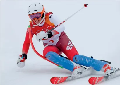  ?? Reuters ?? Michelle Gisin of Switzerlan­d competes in the Women’s Slalom part of the Alpine Combined in Pyeongchan­g on Thursday. —