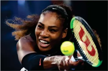  ?? AP PHOTO BY AARON FAVILA ?? United States’ Serena Williams makes a backhand return to her sister, Venus, during the women’s singles final at the Australian Open tennis championsh­ips in Melbourne, Australia, Saturday 2017.