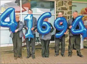  ??  ?? Top from left: Co- op staff at the Woodpark Road, Portree, branch had good cause for celebratio­n. Photograph: Sara Bain; Brian O’Rourke from the Mallaig Pool and Leisure, and Co- op staff member Zander Matheson. Second line, from left: Maureen...