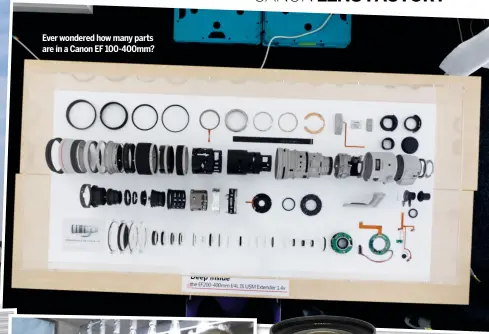  ??  ?? Ever wondered how many parts are in a Canon EF 100-400mm?