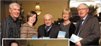  ??  ?? (Above) Kathryn Crowley launching her book Room for One More with her father Donie, sister Aileen, brothers Paul and Liam Sheahan at the Liquid Lounge in The Grand Hotel on Saturday.