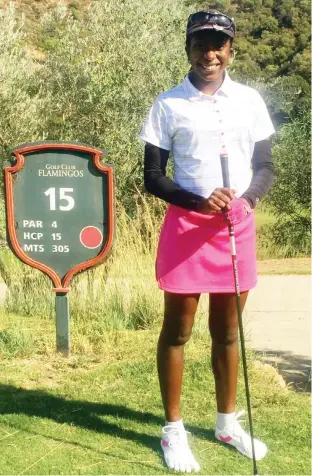  ??  ?? Georgia Oboh set for a tee shot during the Orange Bowl Junior Invitation­al 2015