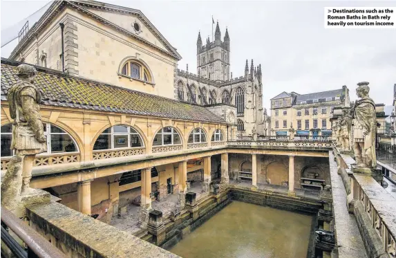  ??  ?? Destinatio­ns such as the Roman Baths in Bath rely heavily on tourism income