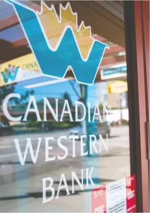  ?? BEN NELMS / BLOOMBERG FILES ?? Canadian Western has benefitted from reducing its dependence on higher-cost broker
deposits and moving more into branch deposits that it pays lower interest on.