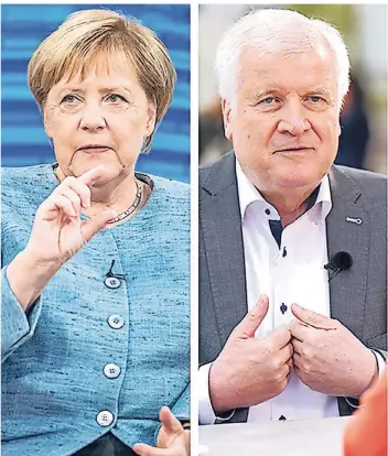  ?? FOTO: DPA ?? Jeweils im ZDF-Sommerinte­rview: Angela Merkel (CDU) und Horst Seehofer (CSU).