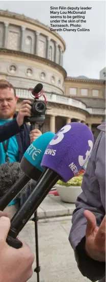  ?? Photo: Gareth Chaney Collins ?? Sinn Féin deputy leader Mary Lou McDonald seems to be getting under the skin of the Taoiseach.