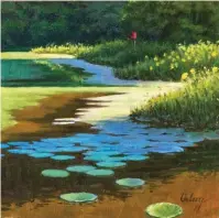  ??  ?? John Hulsey, On the Spring Pond, oil, 12 x 12" This one was painted from my boat studio.