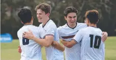  ?? Picture: CHARLIE MARTIN ?? The Southport School players celebrate.