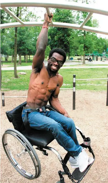  ?? PHOTO COLLABORAT­ION SPÉCIALE, ALEXANDRE MORANVILLE-OUELLET ?? Woody Belfort s’entraînait dans un parc de Longueuil le 13 juin dernier.