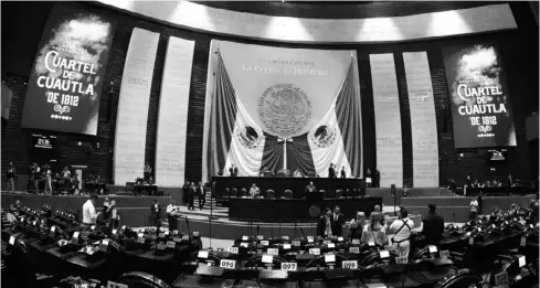  ?? FOTO: CÁMARA DE DIPUTADOS ?? Sesión ordinaria de la Cámara de Diputados, quienes no votarán las reformas en esta legislatur­a.