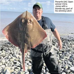  ??  ?? Penarth SAC Open winner Chris Jones with a blonde ray, part of his winning catch