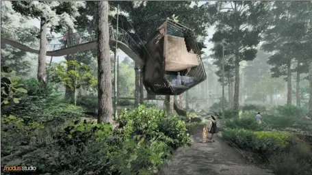  ??  ?? TREEHOUSE PROJECT: A rendering of the Treehouse Project at Garvan Woodland Gardens, courtesy of Modus Studio.