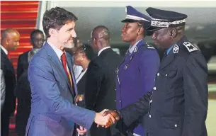  ?? SEAN KILPATRICK THE CANADIAN PRESS ?? Prime Minister Justin Trudeau lands in Dakar Tuesday on an official visit to Senegal. By 2045, Africa will have a larger urban population than China or India, says a Business Council of Canada report.