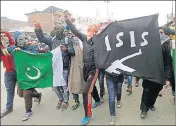  ?? HT FILE ?? From past threefour years, many youths have been hoisting black flags of the IS during protests and funerals of militants.