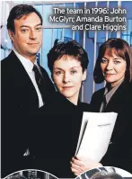  ?? ?? The team in 1996: John McGlyn; Amanda Burton and Clare Higgins