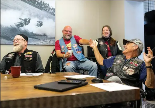  ?? The Free Weekly/CHARLIE KAIJO ?? Jim Hiland, far right, is president of the local Heritage Indian Motorcycle Club.