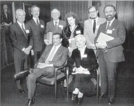  ??  ?? AWARD RECIPIENT Derek Walcott is shown sitting after the 1986 Los Angeles Times Book Prizes ceremony. The poet and Nobel laureate died on Friday at 87.