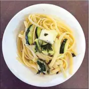  ?? COURTESY OF EDIBLE SCHOOLYARD KERN COUNTY ?? Lemony summer squash linguine from Edible Schoolyard Kern County, which is offering its first adult workshops. Unfortunat­ely all three sessions are sold out.