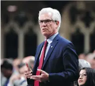  ?? JUSTIN TANG / THE CANADIAN PRESS ?? Natural Resources Minister Jim Carr blamed the Harper government for Canadians’ polarizati­on on pipelines.