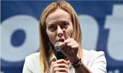  ?? ?? Giorgia Meloni at an election campaign rally in Genoa, Italy, 14 September 2022. Photograph: Luca Zennaro/EPA