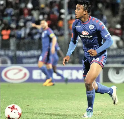  ??  ?? ON THE BALL: Sipho Mbule of SuperSport United is expected to be a central figure when his team take on TP Mazembe tomorrow.