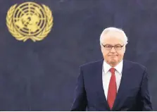  ?? SETH WENIG/ASSOCIATED PRESS ?? Vitaly Churkin, Russia’s envoy at the U.N., died a day before his 65th birthday. Russian President Vladimir Putin praised Churkin’s “profession­alism and diplomatic talents.”