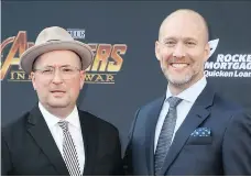  ?? WENN.COM ?? Superheroe­s in their own right, Christophe­r Markus, left, and Stephen McFeely are co-writers of Avengers: Infinity War.