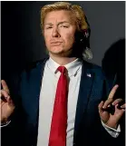  ?? STUFF ?? Comedian Alexander Sparrow has been performing as Donald Trump for four years but plans to retire the character as of tomorrow.