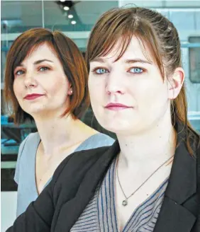  ??  ?? Attorney Zoe Salzman, left, and plaintiff Natalie Brasington, who have brought a classactio­n lawsuit to end New York sales tax on feminine hygiene products, are seen in New York.