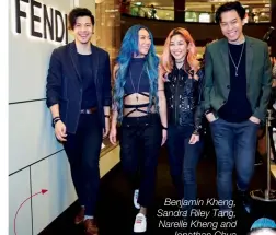  ??  ?? Benjamin Kheng, Sandra Riley Tang, Narelle Kheng and Jonathan Chua
Outfitted in Fendi, the dashing foursome that is local band The Sam Willows walked the black carpet COOL KIDS