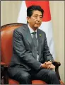  ?? MIKHAIL KLIMENTYEV/TASS ?? Japan’s Prime Minister Shinzo Abe during the 2016 Asia-Pacific Economic Cooperatio­n summit on Nov. 19 at the Swissotel Lima in Lima, Peru.