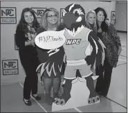  ?? Sentinel-Record file photo/MARA KUHN ?? National Park College students Amy Watson (from left), Chelsea Lairamore, Anne Benoit and Tennille Johnson pose Oct. 26 with their school mascot.